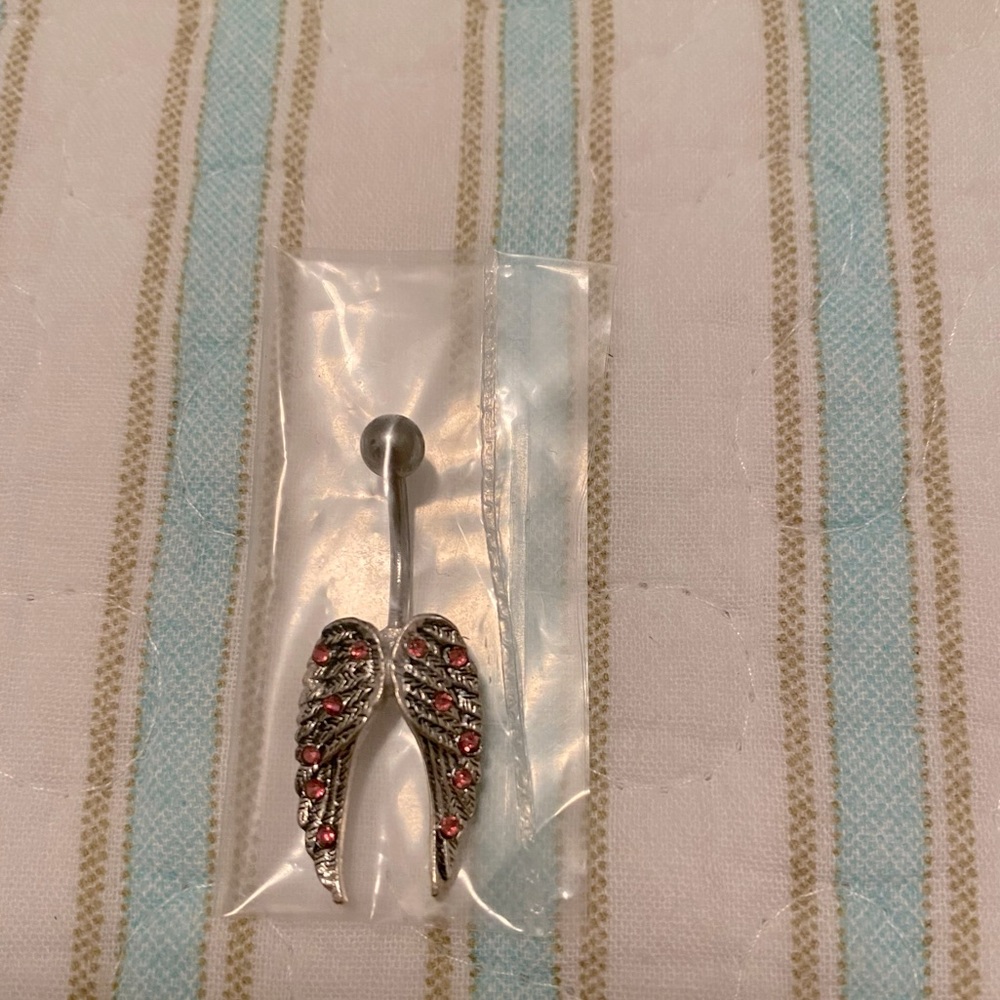 BodyCandy Angel Wings silver/pink belly button ring